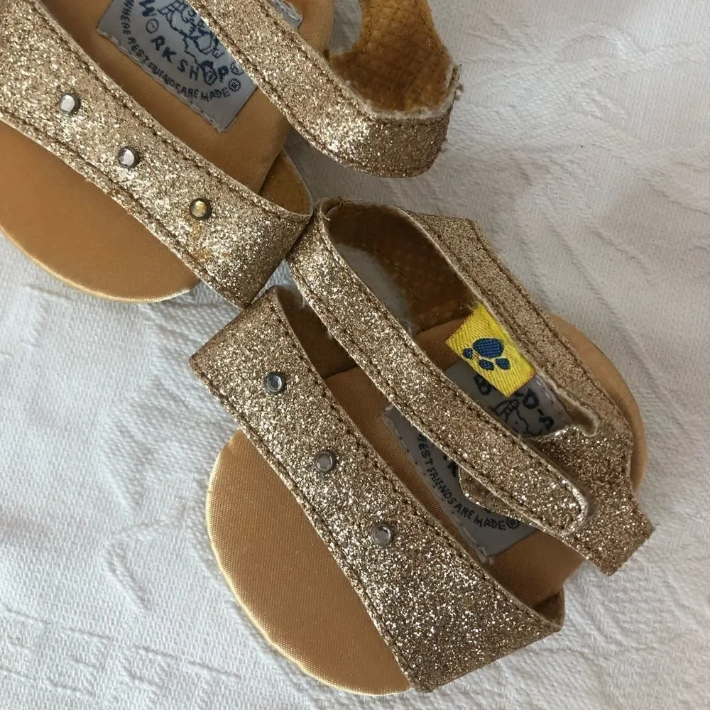 5/$15 SALE BUILD-A-BEAR WORKSHOP Gold Glitter Heeled Sandals Dress Up